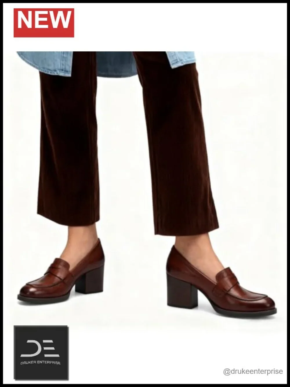 Vintage Chunky Heel Loafers for Women - Slip On Dress Shoes